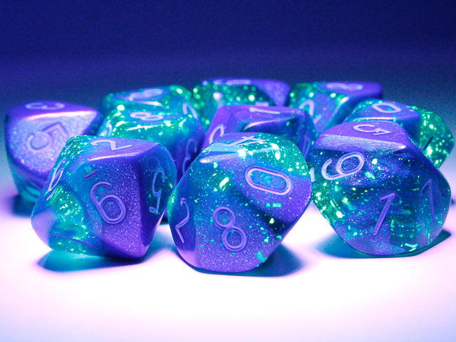 Chessex - Gemini Luminary d10 Dice 10-Piece Set - Blue-Blue/Light Blue - Good Games