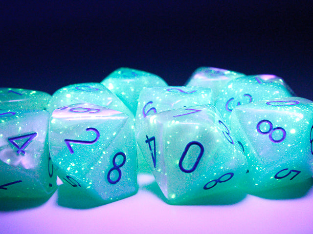Chessex - Gemini Luminary d10 Dice 10-Piece Set - Pearl Turquoise-White/Blue - Good Games