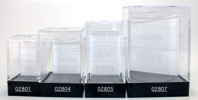 Chessex - Empty Crystal Display Box (Medium) Tall 1.5-Inch x 1.5-Inch x 2.75-Inch - Clear with Black Lid