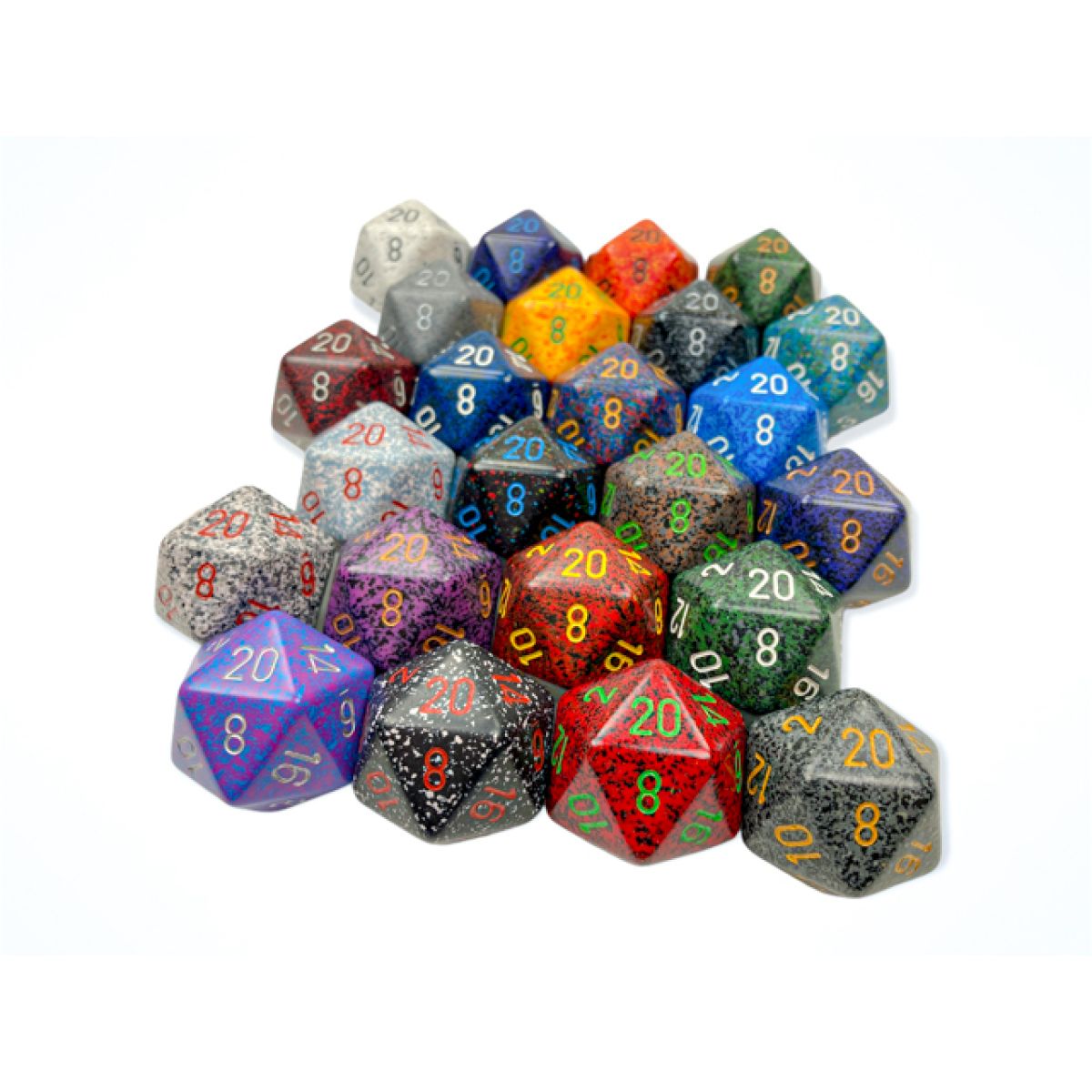 Chessex CHX 29956 Speckled 34mm d20s Loose Dice Sampler (24 dice) - Good Games