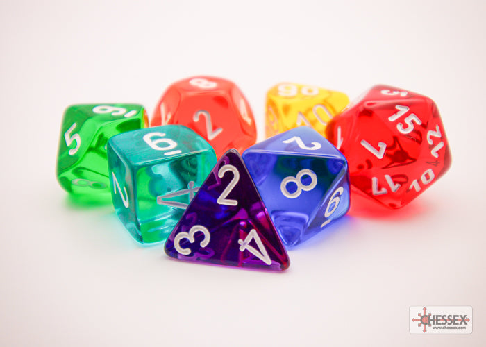 Chessex - Prism Translucent GM and Beginner Player Polyhedral 7-Die Set - CHX23099 - Good Games
