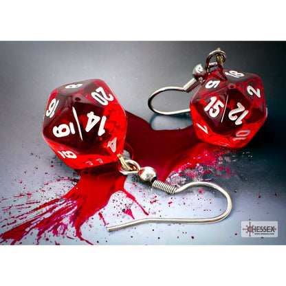 Chessex - CHX 54201 Hook Earrings Translucent Red Mini-Poly d20 Pair - Good Games