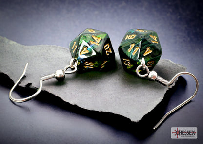 Chessex - CHX 54204 Hook Earrings Scarab Jade Mini-Poly d20 Pair (Preorder) - Good Games