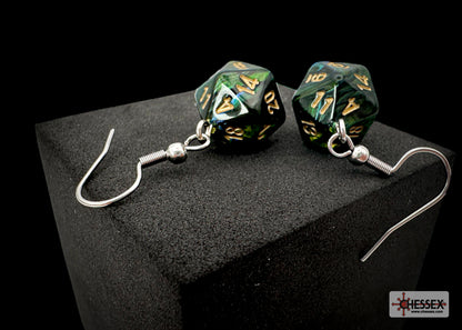 Chessex - CHX 54204 Hook Earrings Scarab Jade Mini-Poly d20 Pair (Preorder) - Good Games