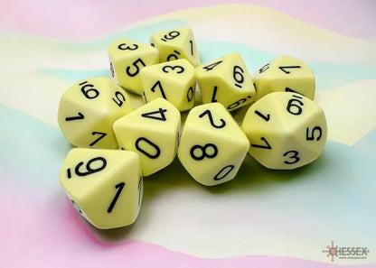 Chessex - Opaque Pastel Yellow-black Set of Ten d10s - CHX25262 - Good Games