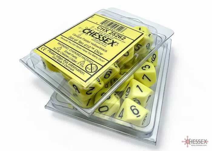 Chessex - Opaque Pastel Yellow-black Set of Ten d10s - CHX25262 - Good Games