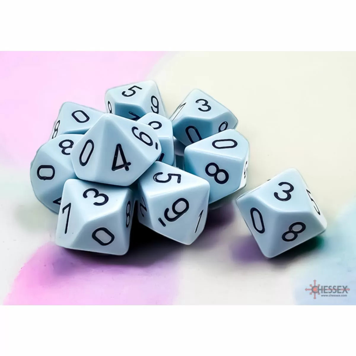 Chessex - Opaque Pastel Blue-black Set of Ten d10s - CHX25266 - Good Games