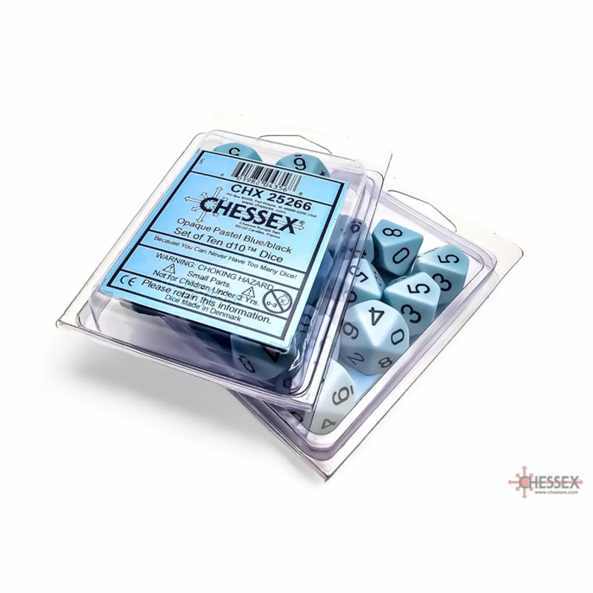 Chessex - Opaque Pastel Blue-black Set of Ten d10s - CHX25266 - Good Games