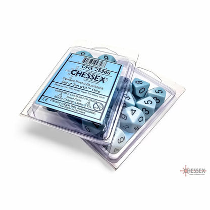 Chessex - Opaque Pastel Blue-black Set of Ten d10s - CHX25266 - Good Games