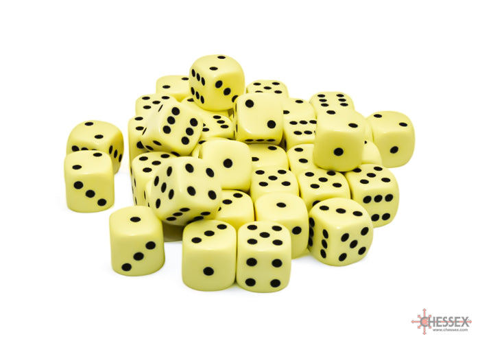 Chessex - Opaque 12mm d6 Pastel Yellow/black Dice Block (36 dice)