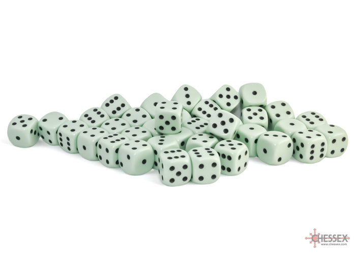 Chessex - Opaque 12mm d6 Pastel Green/black Dice Block (36 dice)