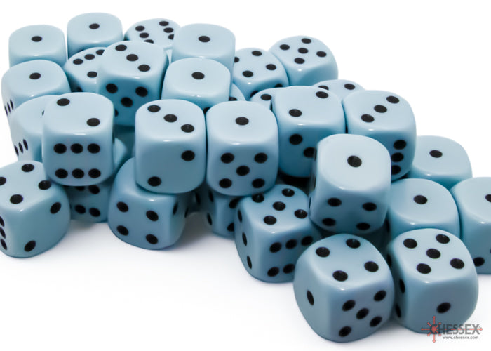 Chessex - Opaque 12mm d6 Pastel Blue/black Dice Block (36 dice)