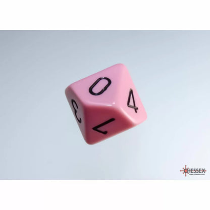 Chessex - Opaque Pastel Pink-black Set of Ten d10s - CHX25264 - Good Games