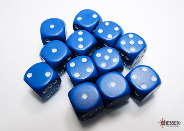 Chessex Opaque 16mm D6 Set - Blue/white Chx25606 - Good Games