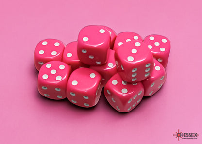 Chessex 16mm D6 Dice Block Opaque Pink/White - Good Games