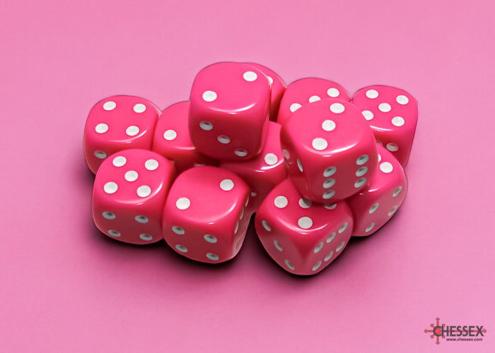 Chessex 16mm D6 Dice Block Opaque Pink/White