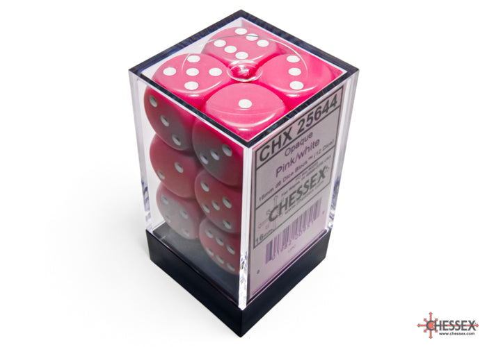 Chessex 16mm D6 Dice Block Opaque Pink/White