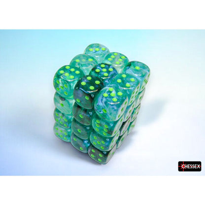 Chessex - CHX 27995 Borealis Kelp/light green Luminary 12mm d6 Dice Block (12 dice) (Preorder) - Good Games