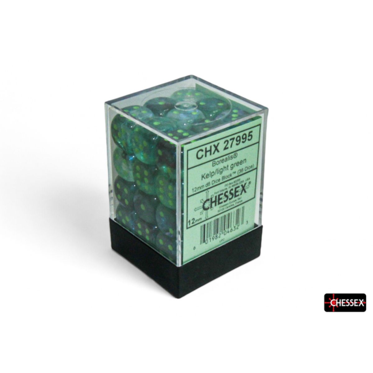 Chessex - CHX 27995 Borealis Kelp/light green Luminary 12mm d6 Dice Block (12 dice) (Preorder) - Good Games
