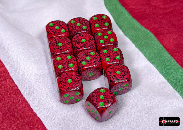 Chessex Dice Sets: Strawberry Speckled 16mm d6 (12)
