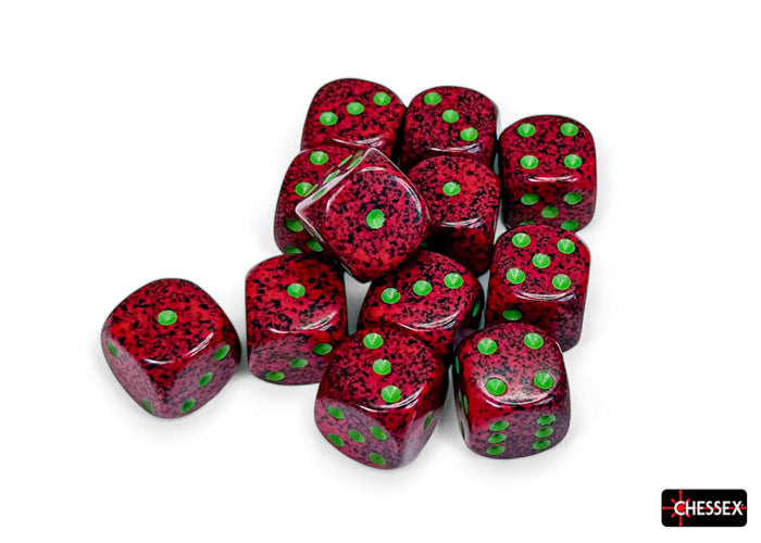Chessex Dice Sets: Strawberry Speckled 16mm d6 (12)