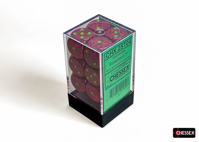 Chessex Dice Sets: Strawberry Speckled 16mm d6 (12)