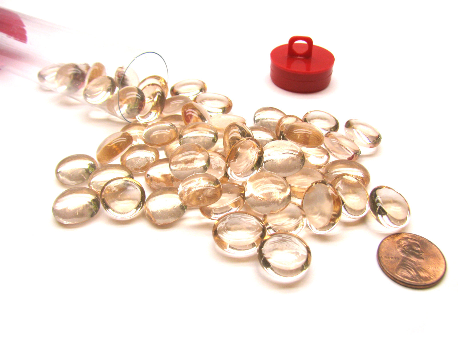Chessex - Gaming Glass Stones 40 or More in Tube - Crystal Pink - Good Games