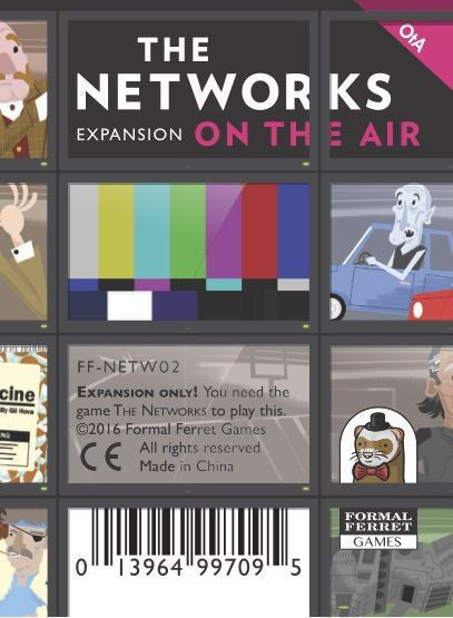 Promotional image of The Networks: On the Air Expansion showing all included materials
