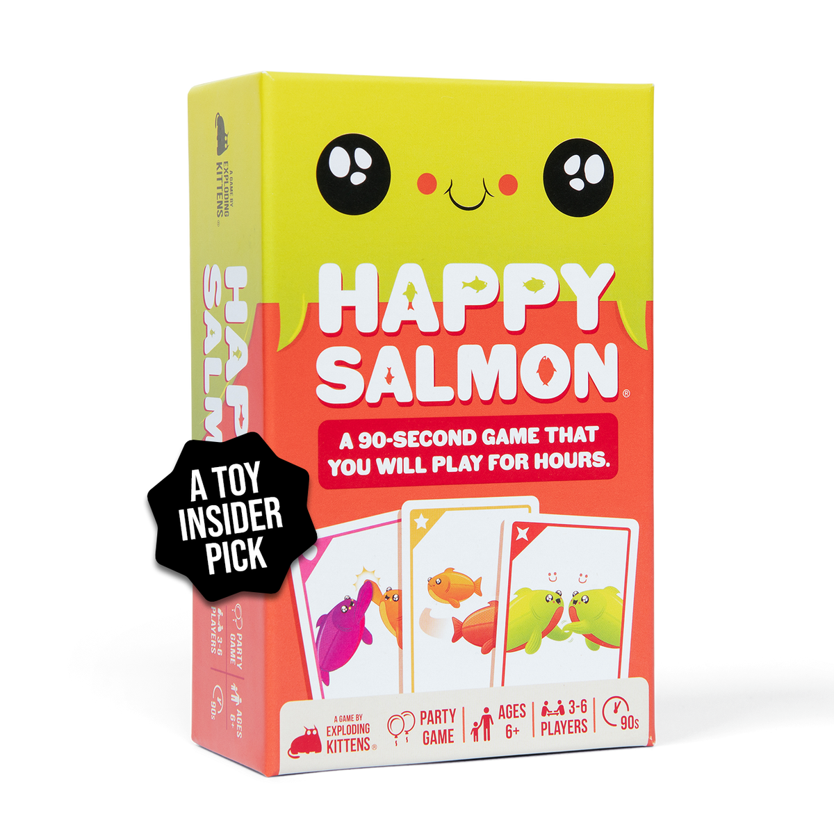 Happy Salmon Small Box game with angled view of colorful packaging