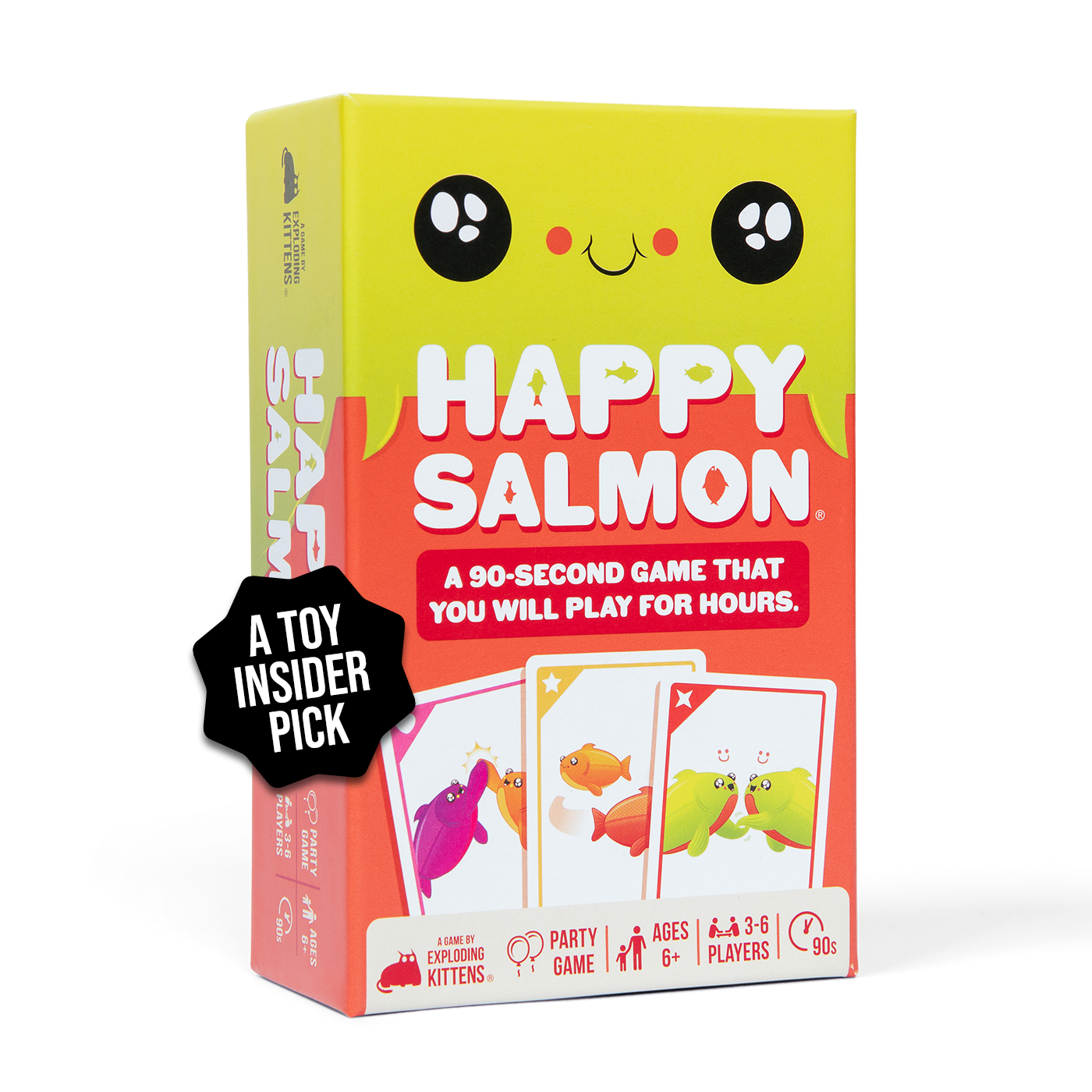 Happy Salmon Small Box game with angled view of colorful packaging