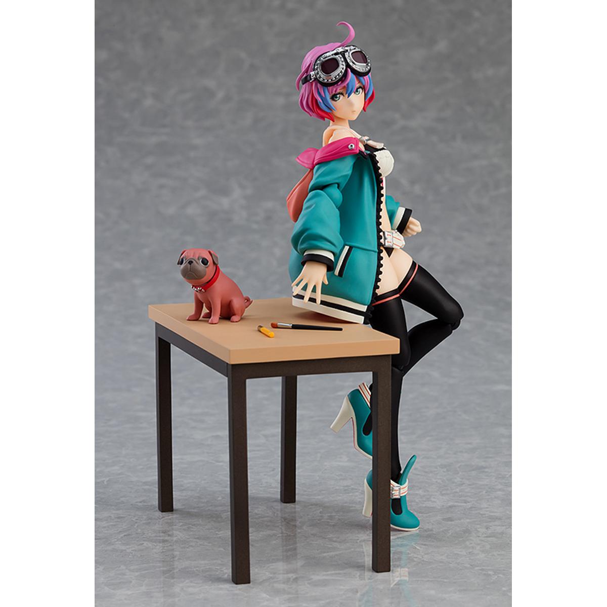 Figma Ange in dynamic aerial pose with transparent wing effects and weapon ready