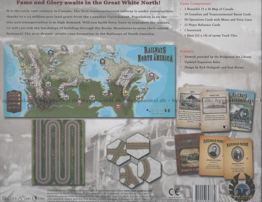 Railways of North America board game box with map cards and tiles