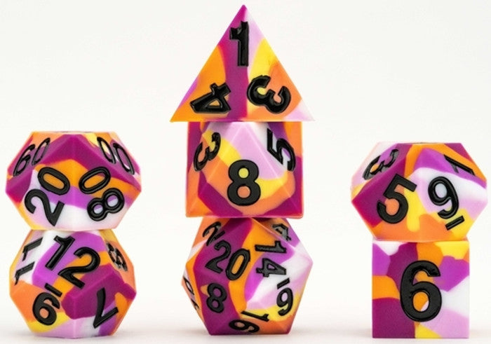 MDG 16mm sharp edge silicone rubber poly Pride dice set - Good Games