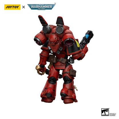 Red armored Blood Angels Jump Pack Intercessors Sergeant figure from the back, with a plasma pistol, sword, and jump pack