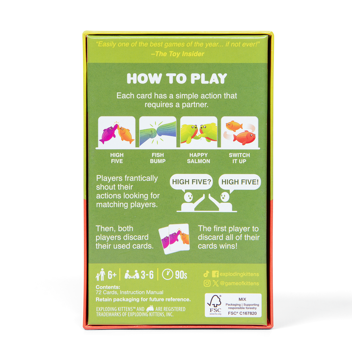 Back of Happy Salmon Small Box showing game overview and features