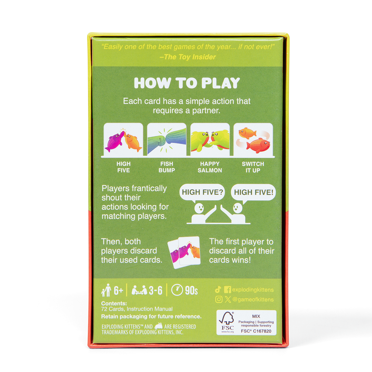 Back of Happy Salmon Small Box showing game overview and features