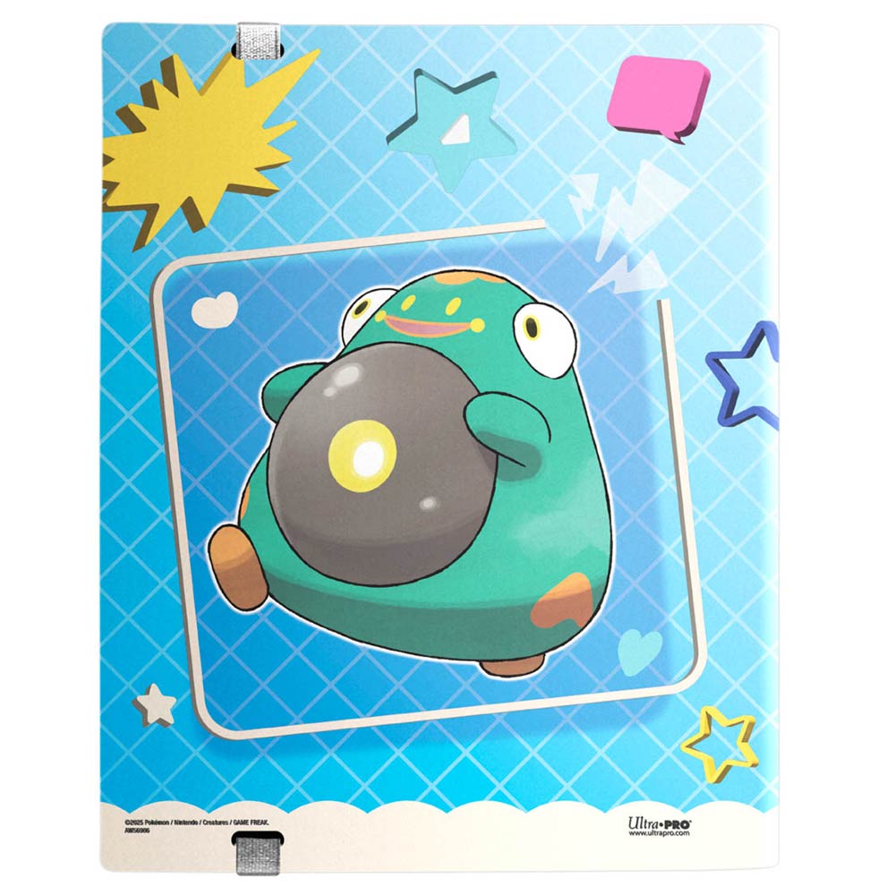 This Ultra Pro 9-Pocket PRO-Binder cover showcases the green and orange Pokemon Bellibolt holding its glowing energy orb against a bright blue background