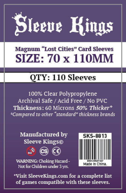 Clear 70x110mm card sleeves, 60 microns thick, 110 count per pack