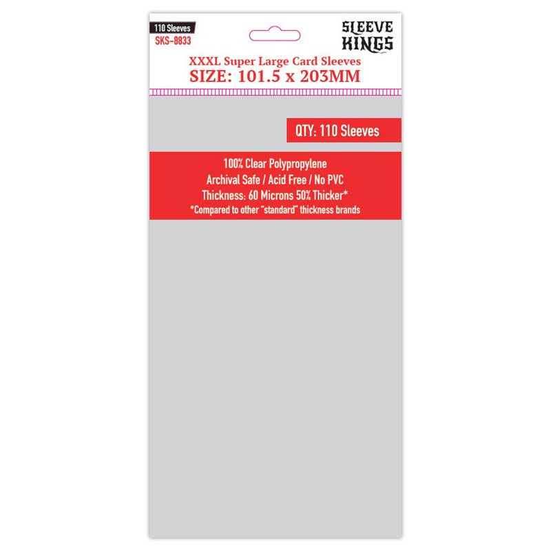XXXL Super Large Card Sleeves 101.5x203MM, 110 sleeves, 100% Clear Polypropylene Archival Safe