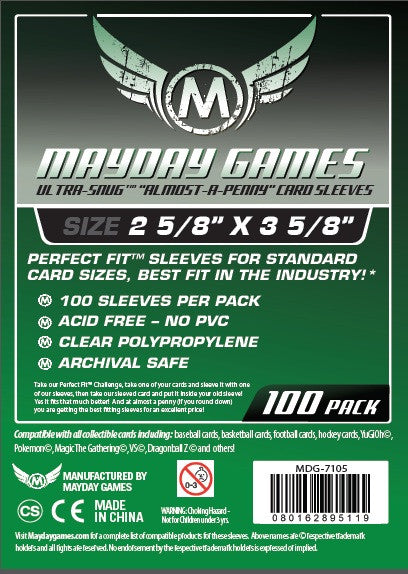 Mayday Games Ultra-Snug Almost A Penny Card Sleeves 100-Piece Set 66.7mm x 92mm