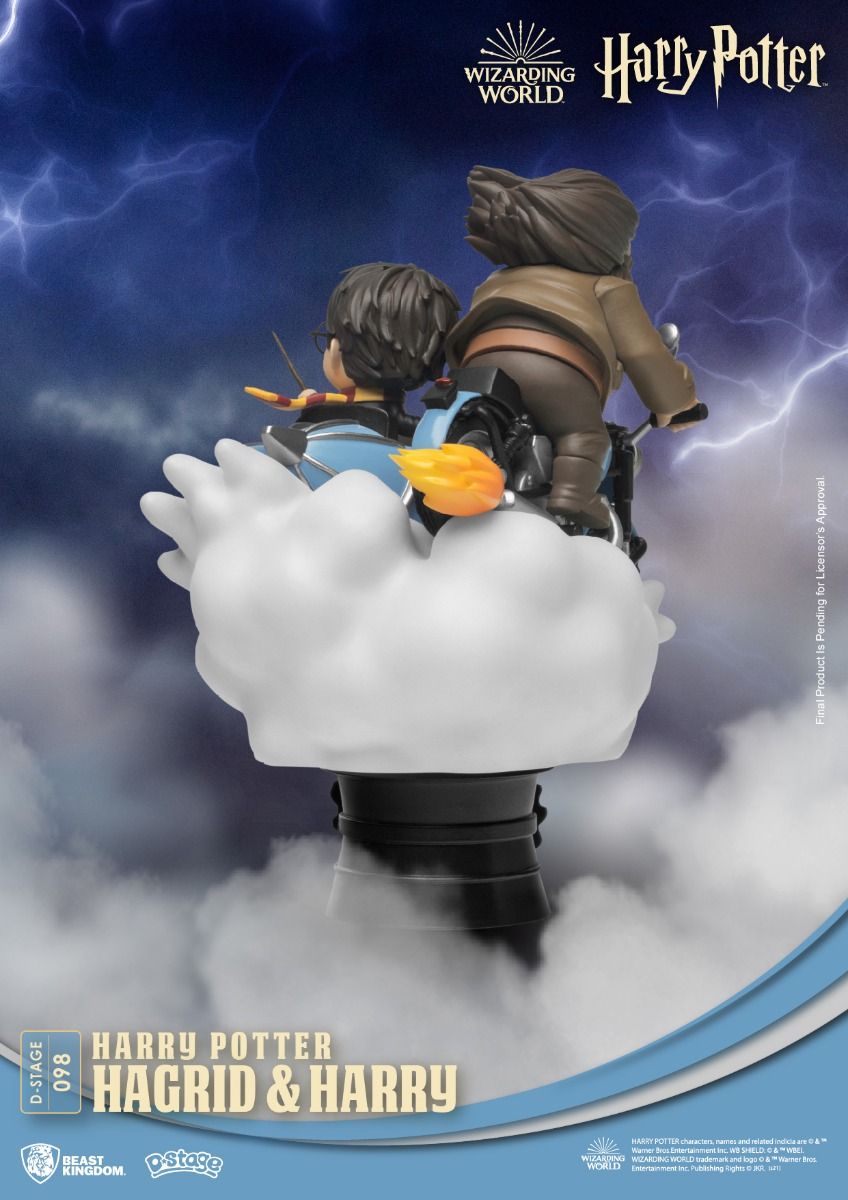 Side view of Harry Potter diorama with Hedwig and spell swirl behind