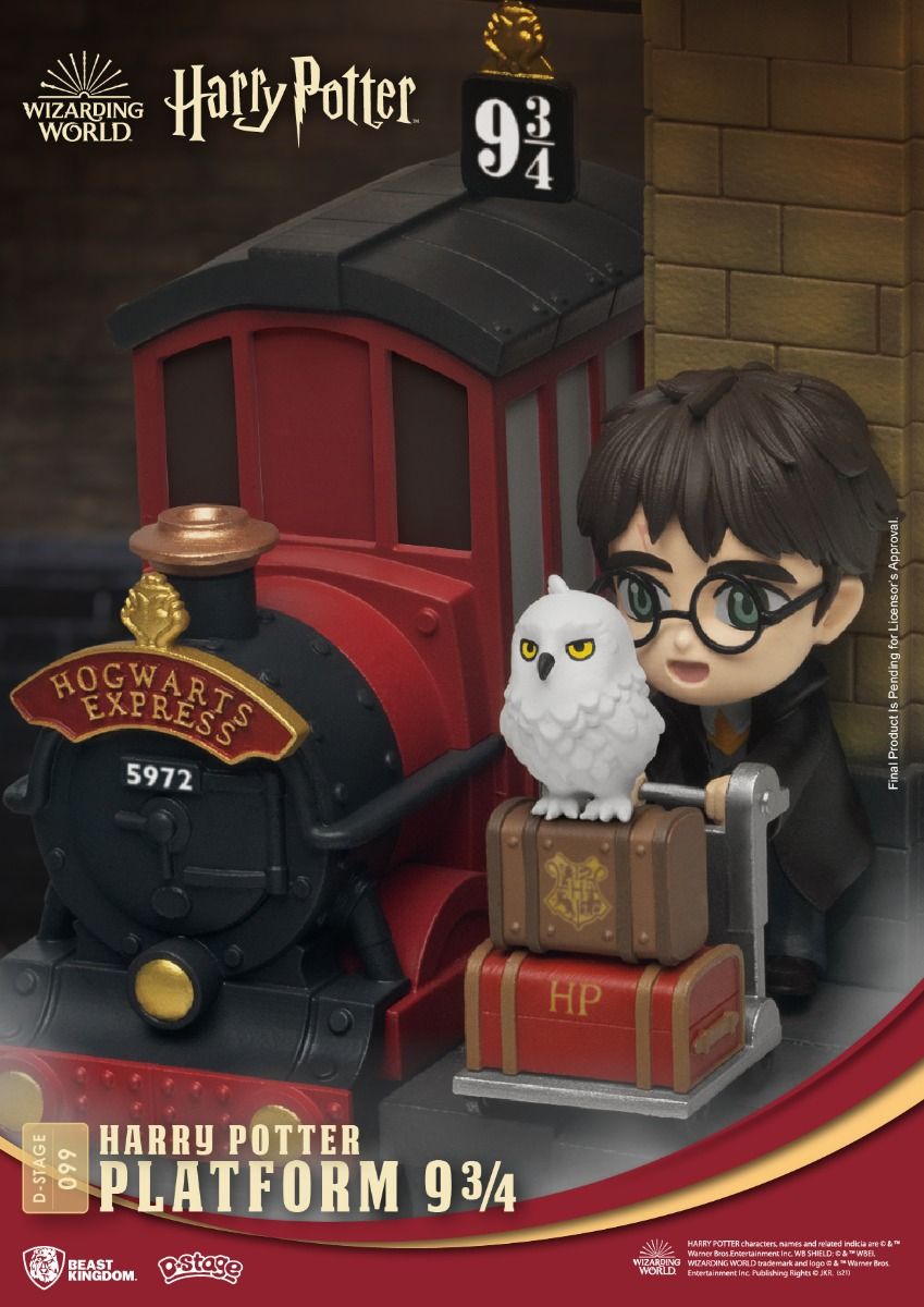 Beast Kingdom D-Stage 099 Harry Potter Platform 9 34 statue featuring Harry Hedwig and the Hogwarts Express engine
