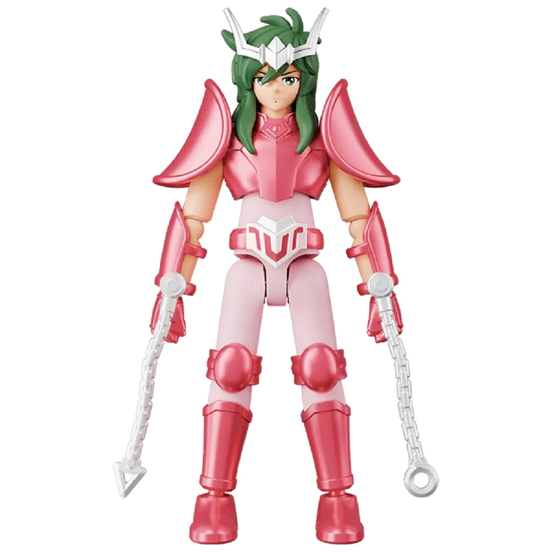 Andromeda Shun action figure in pink armor, gripping chain weapons, against a white background