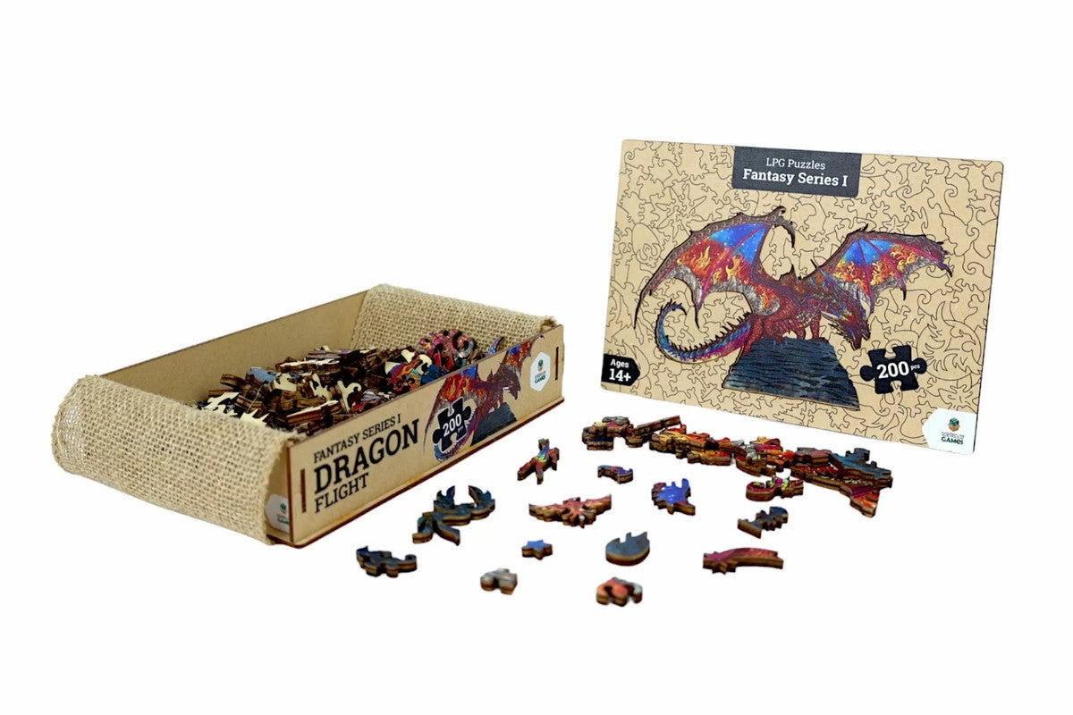 Let's Play Games Puzzles Wooden Fantasy Dragon Flight - 200 piece Puzzle - Good Games