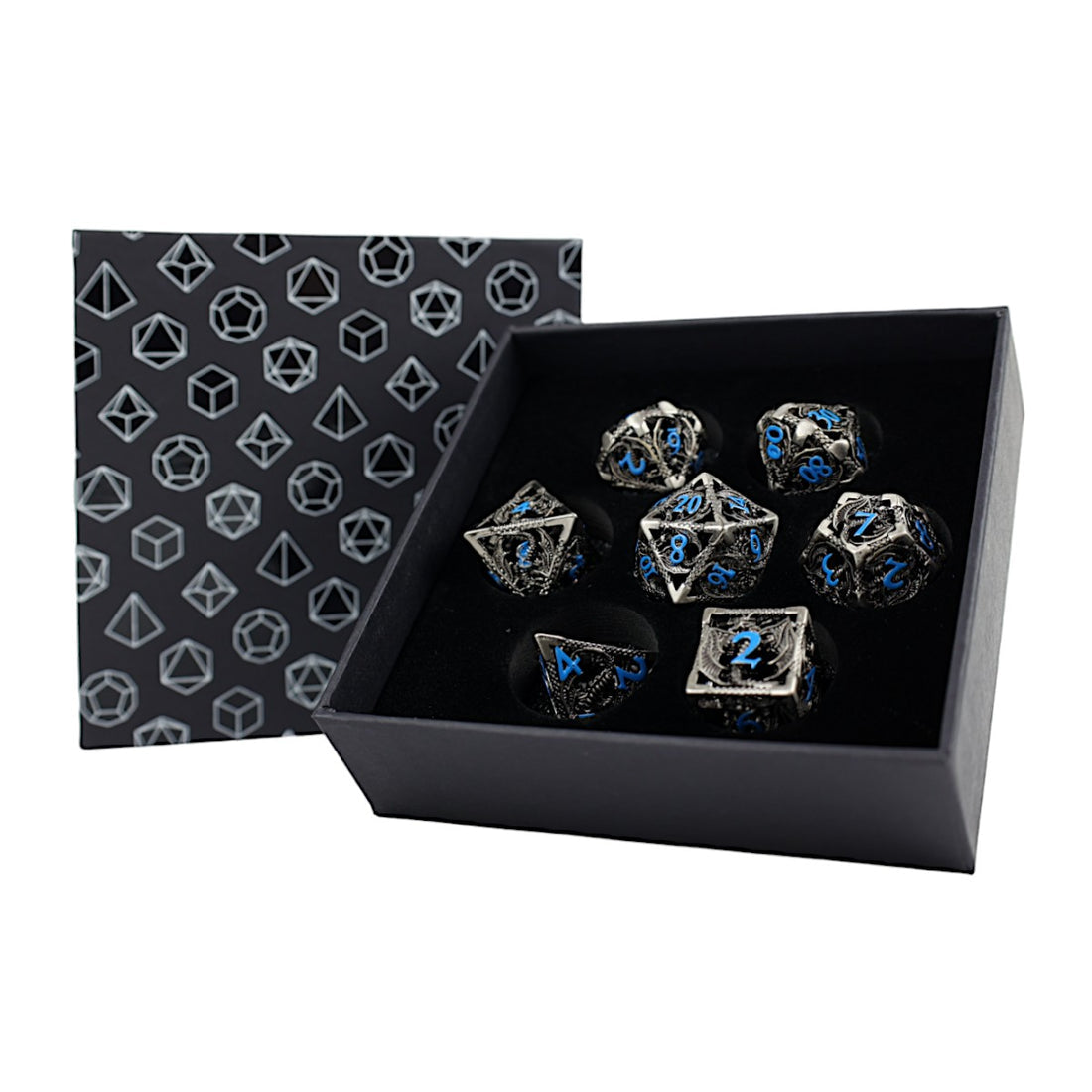LPG Dice RPG Set Hollow Dragon - Stainless and Blue - Good Games