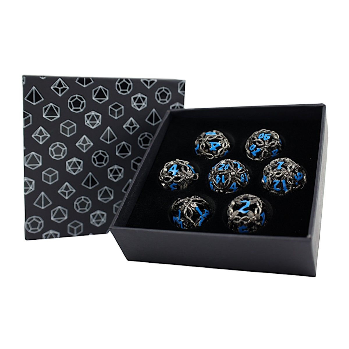 LPG Dice RPG Set Hollow Vines - Stainless and Blue - Good Games