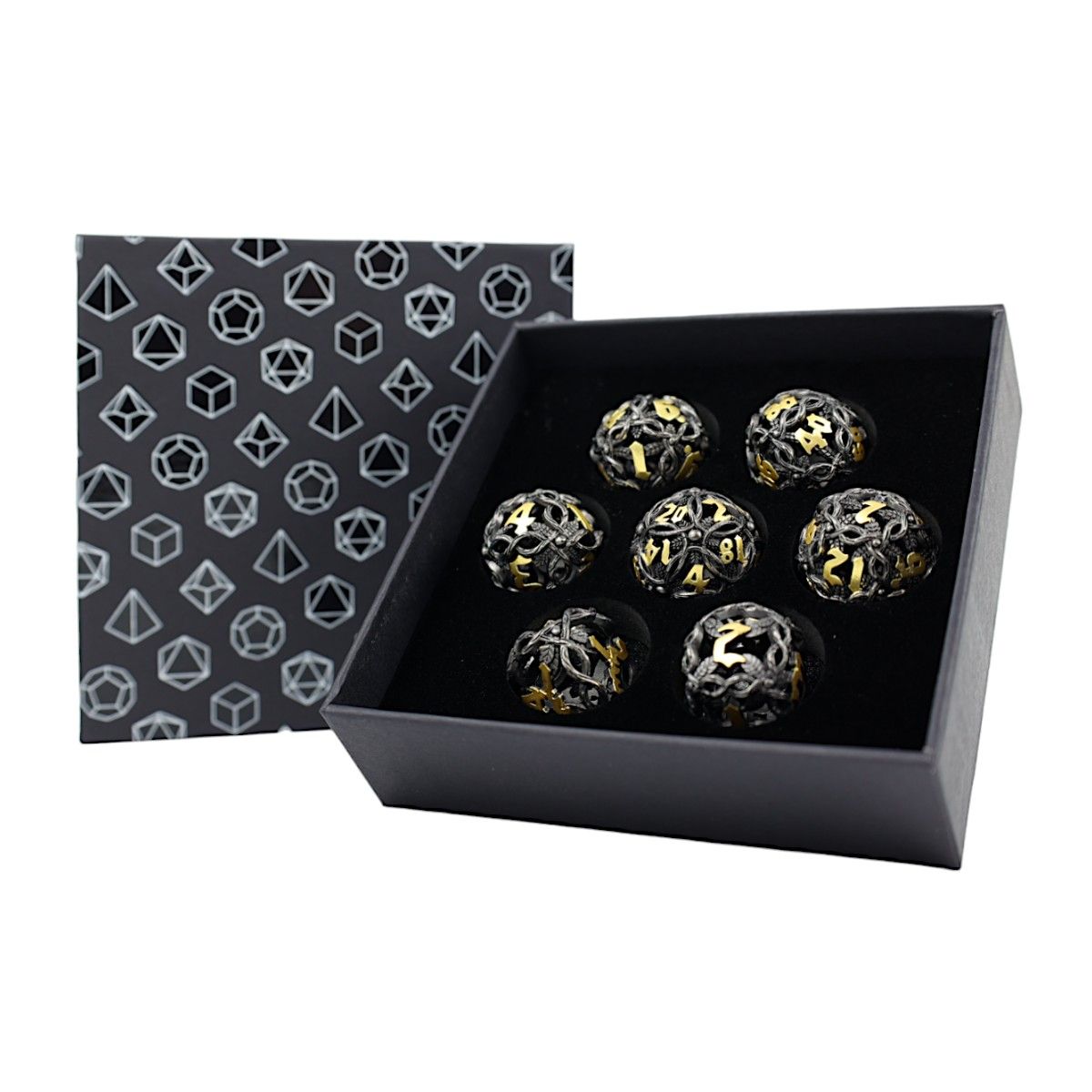 LPG Dice RPG Set Hollow Vines - Black and Gold - Good Games