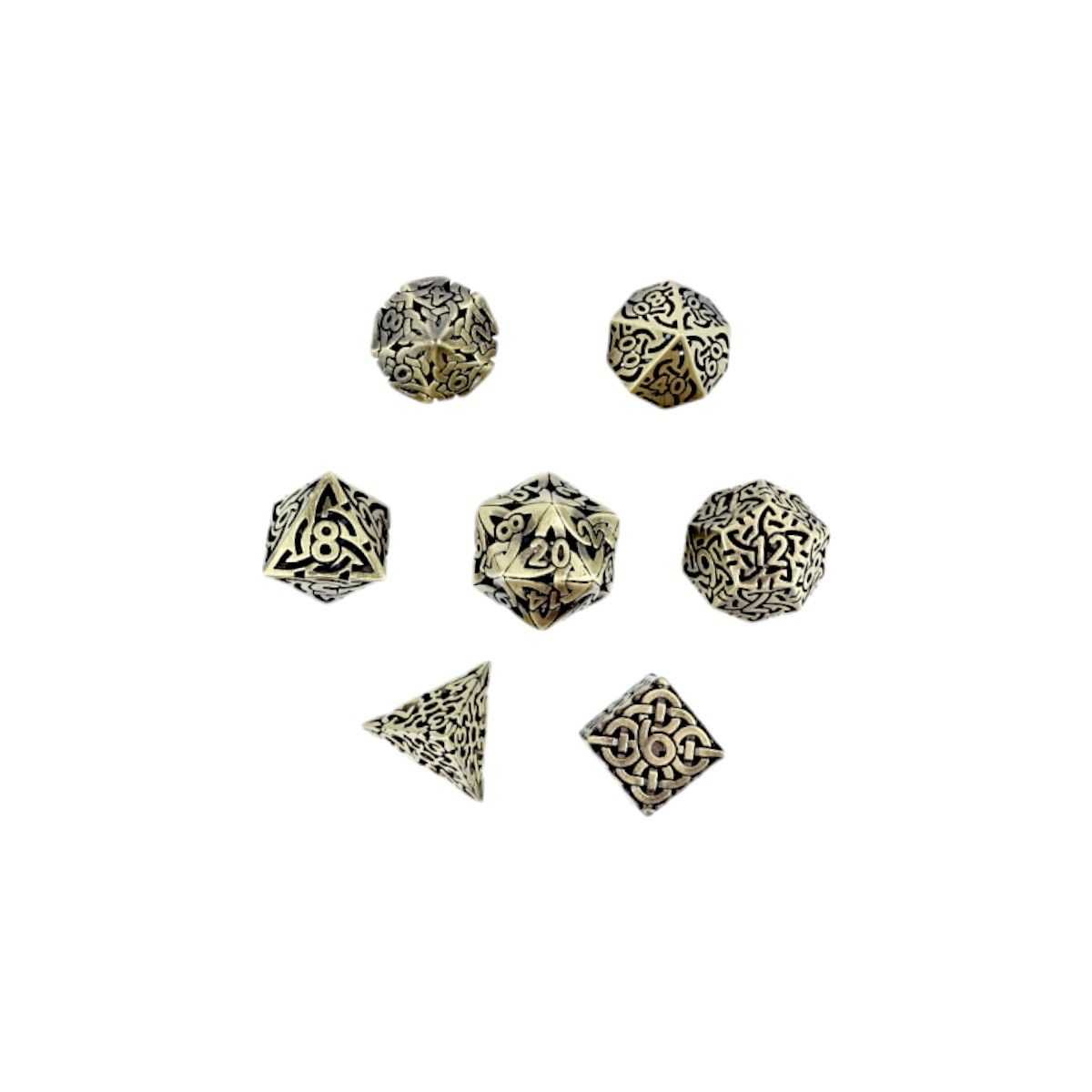 LPG Dice RPG Set Hollow Textures - Tarnished Gold - Good Games