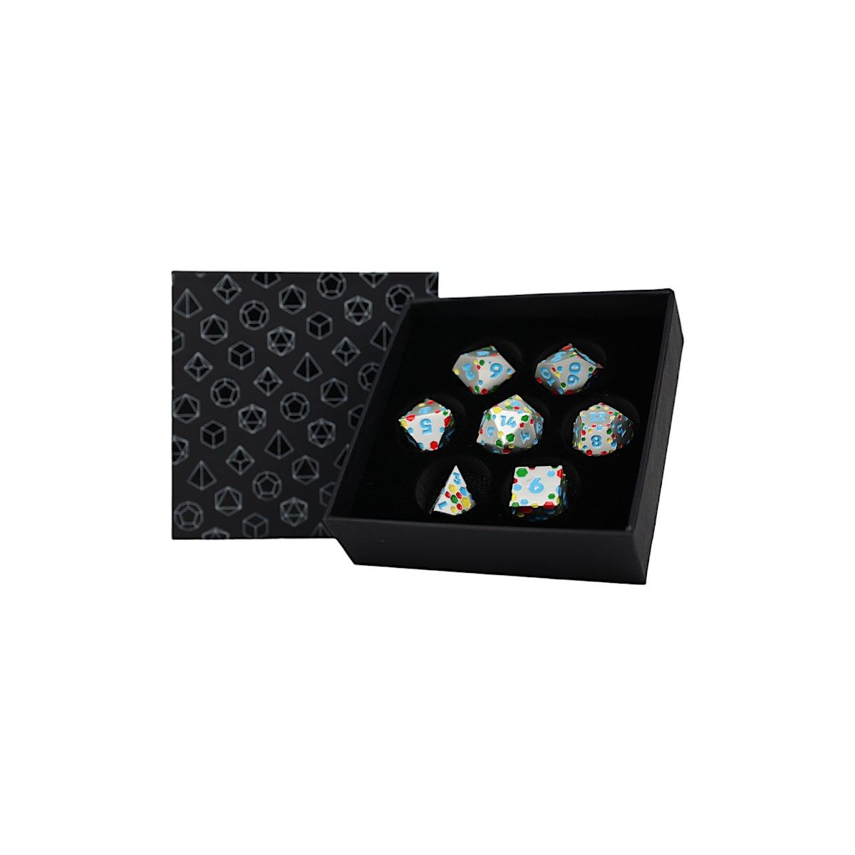 LPG Dice RPG Set Inscripted Hex Rainbow White - Good Games