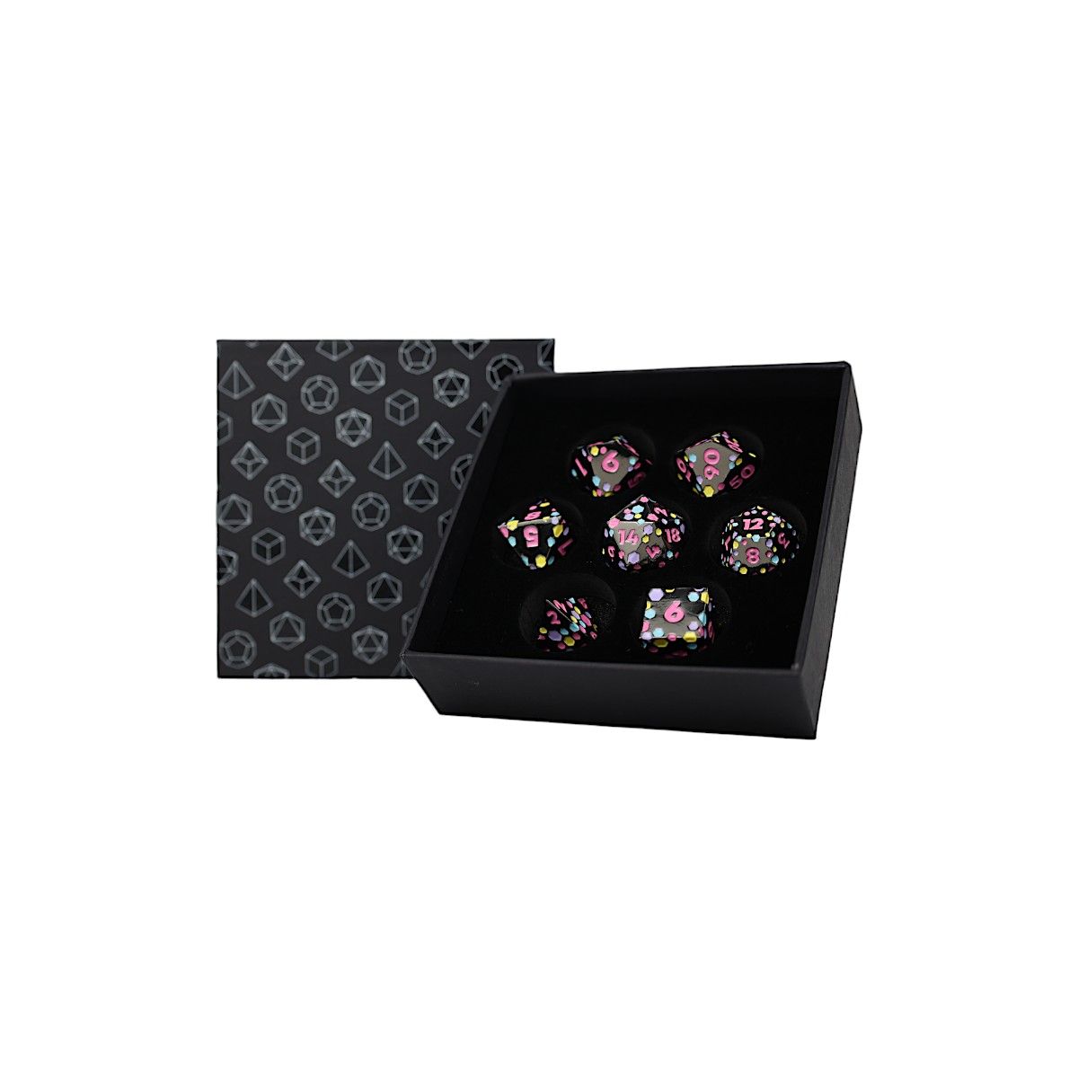 LPG Dice RPG Set Inscripted Hex Pastel Black - Good Games